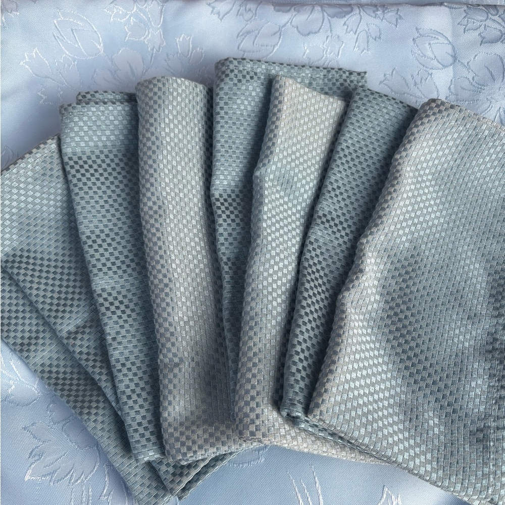 Elegant Blue/Gray Patterned Napkins and tablecloth